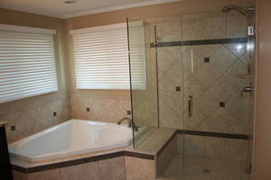 Frameless Shower Door with Brushed Nickel D Pull Style Handle and 3/8&quot; Clear Tempered Glass