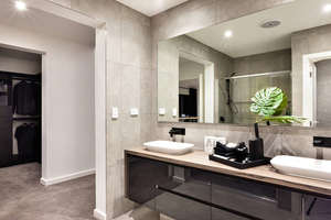 Vanity Mirror with Polished Edges in Bathroom